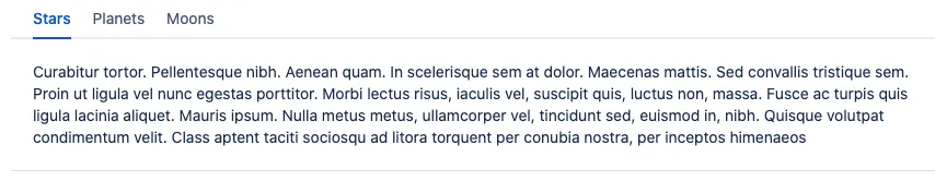 Rendered horizontal navigation bar showing multiple labeled tabs across the top of a Confluence page