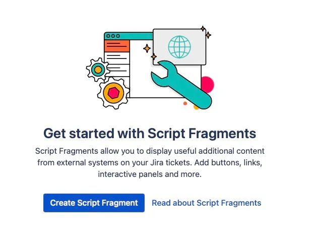 ScriptRunner Script Fragments landing page with the Create Script Fragment button highlighted