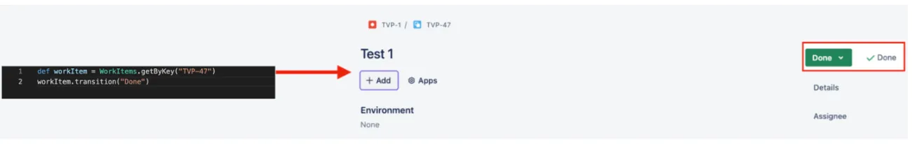 Transitioning a work item to the Done status in Jira using HAPI
