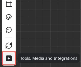 Tools, Media, and Integrations option highlighted in the Miro board sidebar.