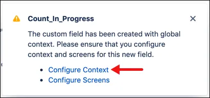 Configure Context dialog showing options to configure the script field context
