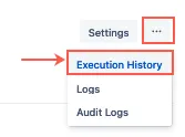 The Execution History option highlighted in the Elipsis menu.