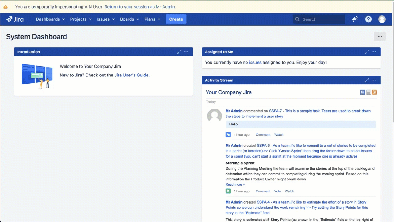 An animated GIF demonstrating the behaviour: the Admin Tab is hidden for non-admin users.