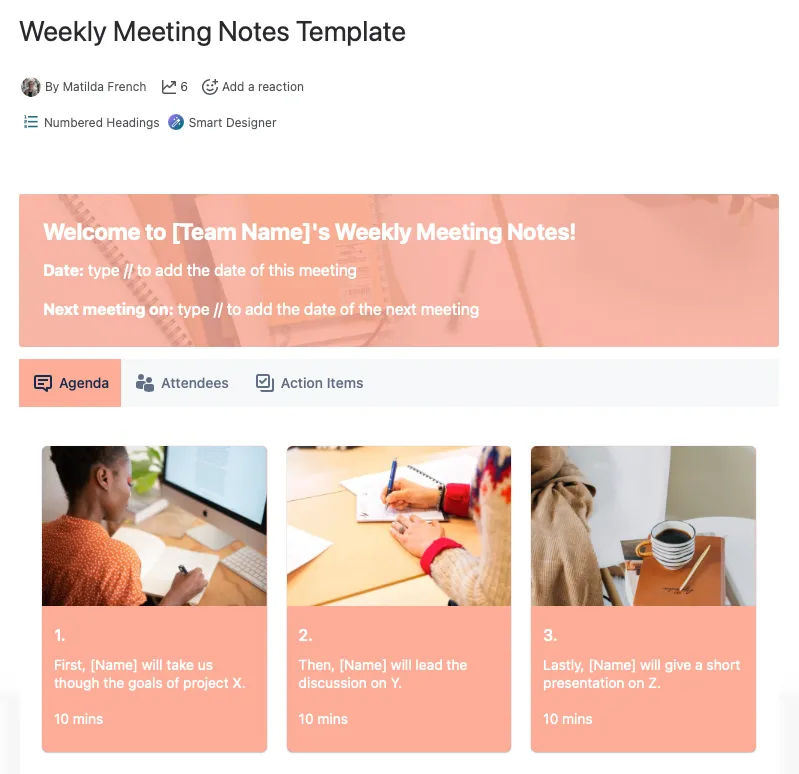 Published weekly meeting notestemplate