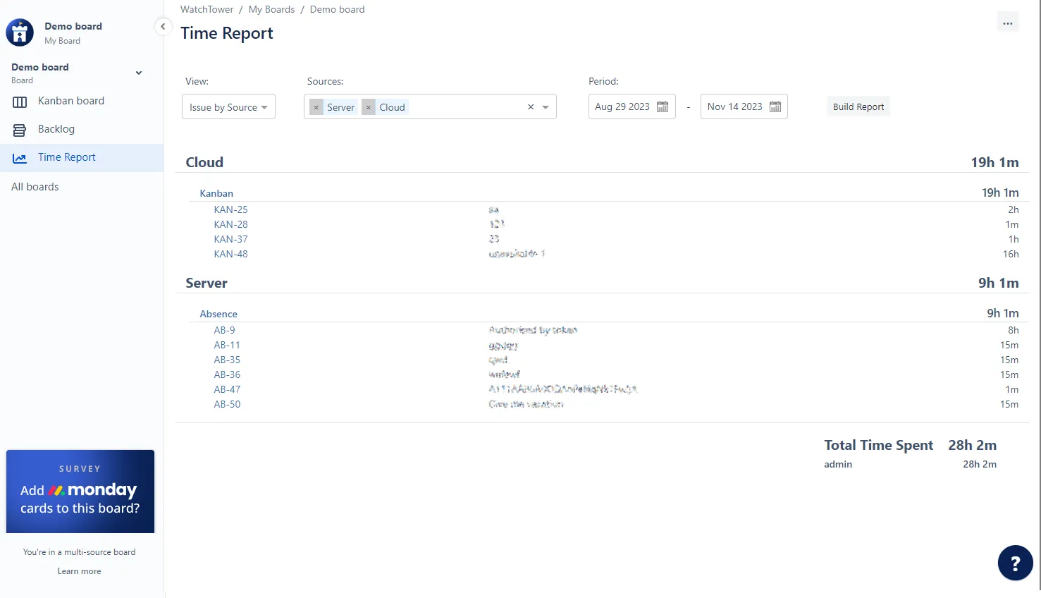 Image of a time report