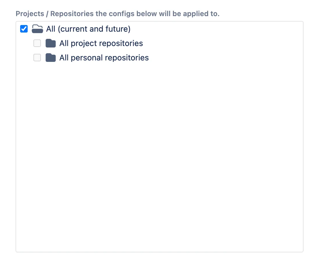 File system showing project and repository-specific configuration options