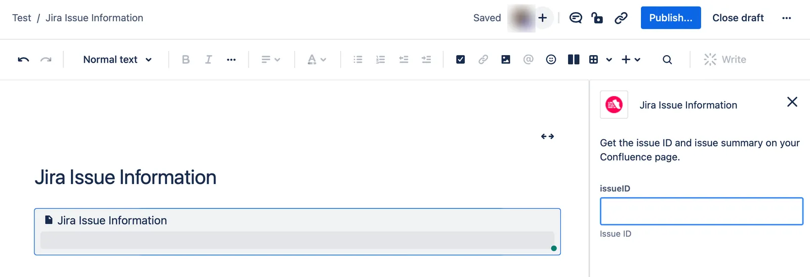The specified macro, on a page in Draft mode.