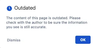 Example of an Outdated simple alert.