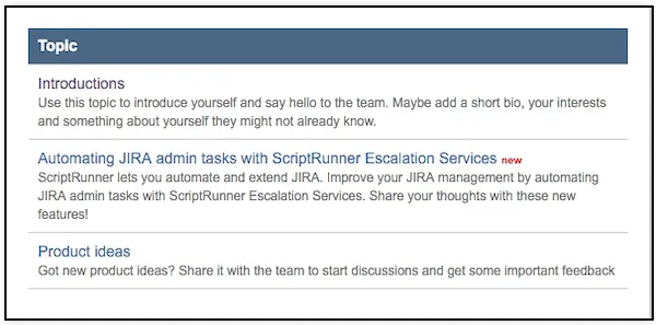 Forum table displaying a Topic Title Column with customized heading and title format
