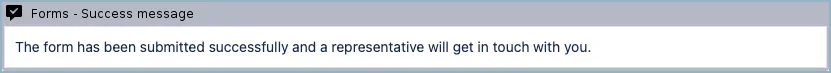 Placeholder for a customized success message displayed after submitting the form