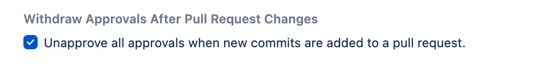 Withdraw approvals after pull request changes option with checkbox selected