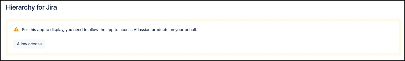 Example of the authorize app on-screen pop-up, with Allow access button visible.