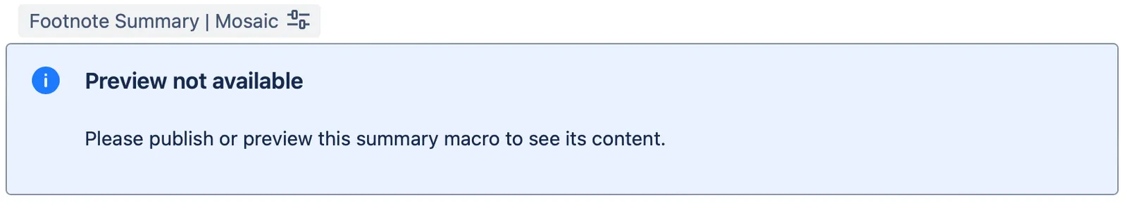 Example of a completed Footnote summary macro