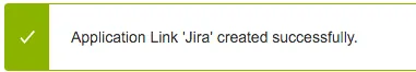 Success message for creation of Application Link.