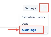 The Audit Logs option higlighted in the Elipsis menu.