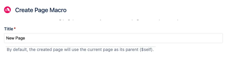 The Title field in the Create Page Macro dialog.