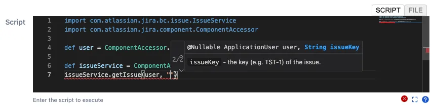 Parameter info tooltip showing method parameters and types