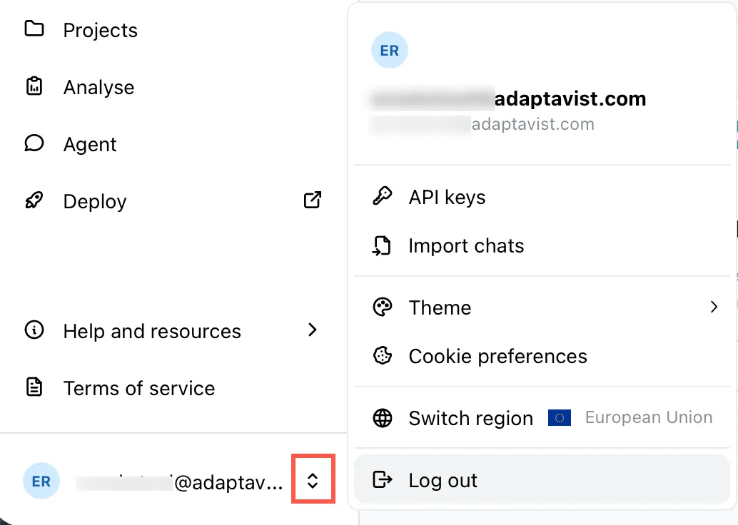 Settings navigation