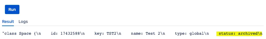 The Result of running the "Update the Status of a Space" script.