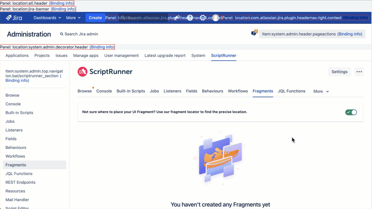 GIF showing how to copy a fragment location