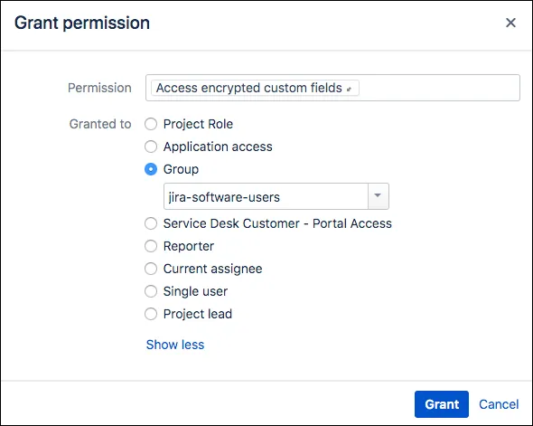 The Edit screen, accessed from the Permissions screen.