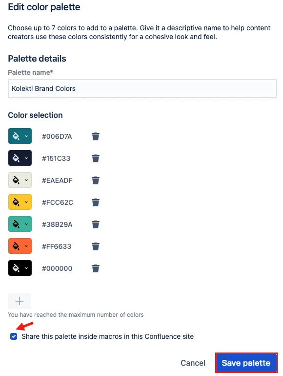 Save and share color palette.