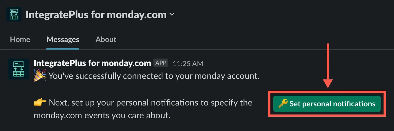 Set personal notifications button