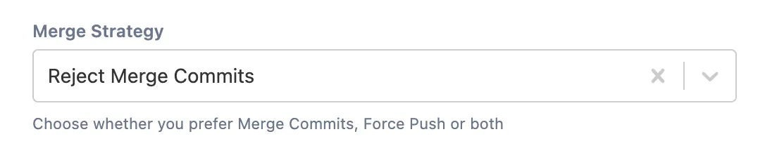 Merge strategy options drop-down list