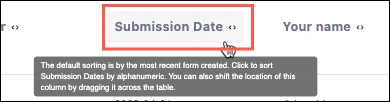 Table column header being clicked to sort the data in ascending or descending order