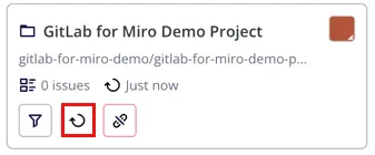 The Sync button, highlighted on a project card.