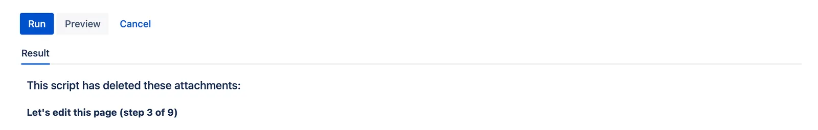 The Result tab for the example.