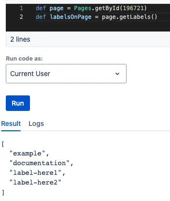The result of the labels search.