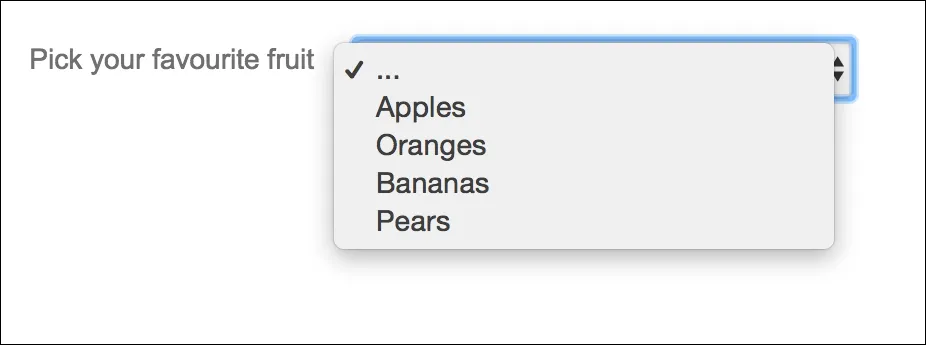 Form preview showing the final dropdown list field as it appears on the published page