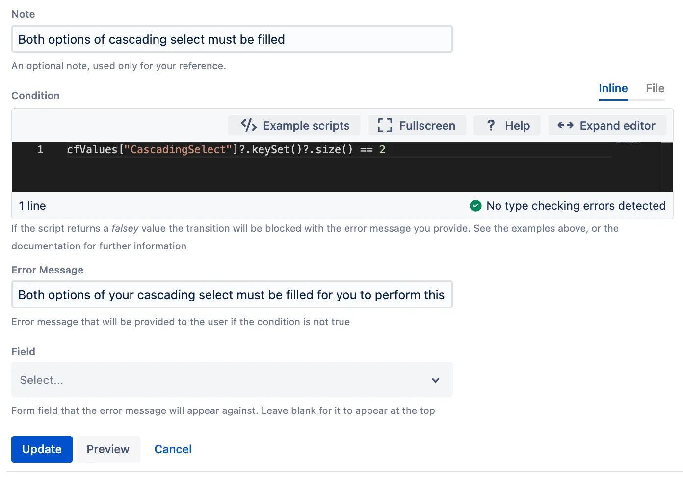 Form configuration screenshot