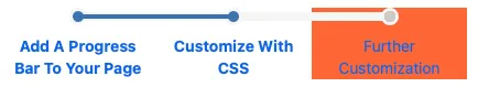 Progress bar with one step highlighted in orange using a CSS class.