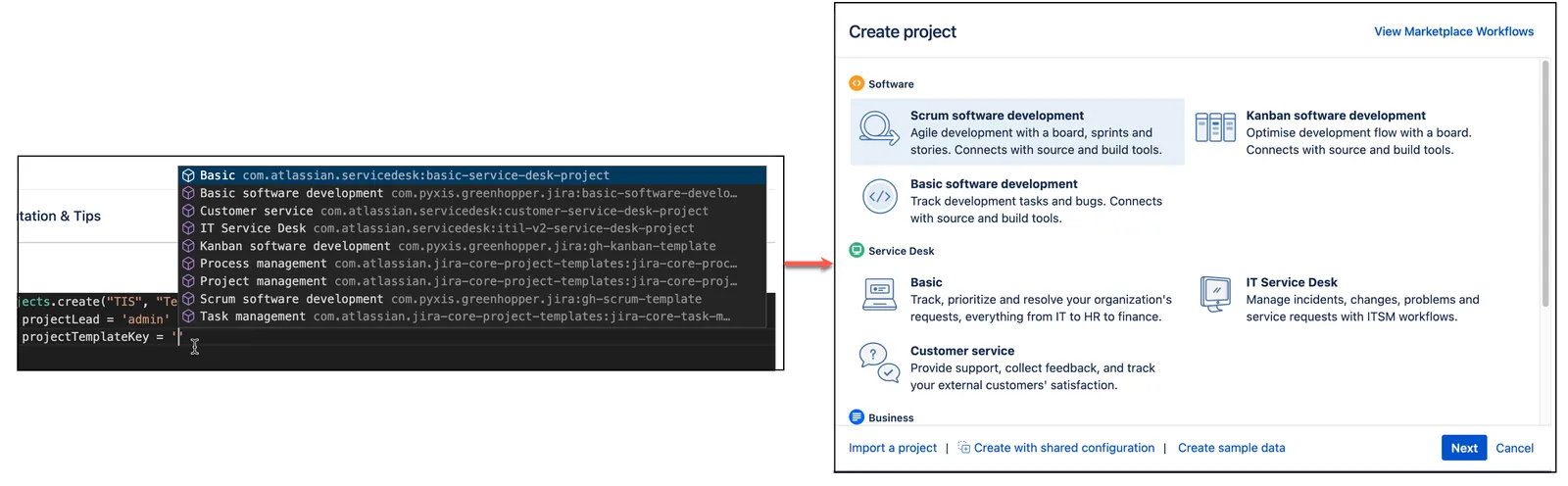 Image showing how to create a project using a template