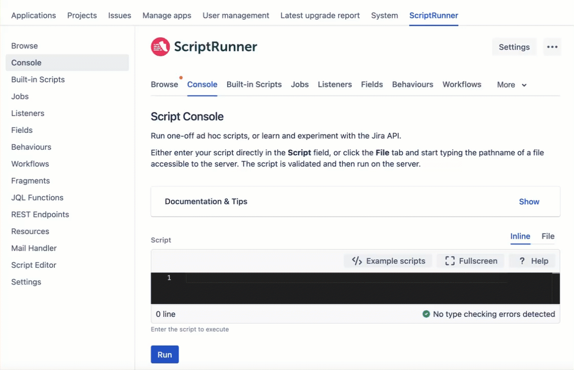 GIF showing how to search for example scripts