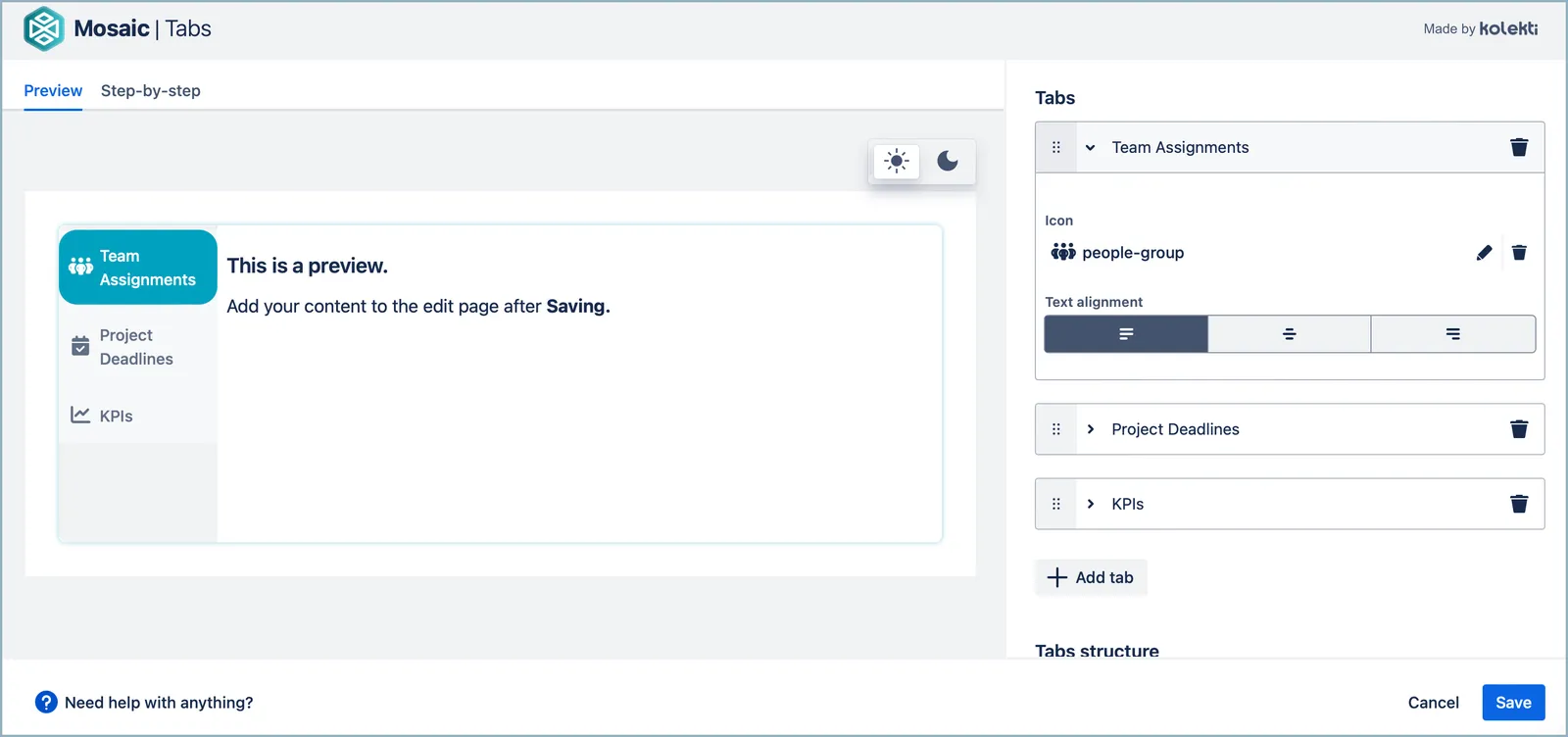 Confluence macro editor showing configuration options for customizing macro content