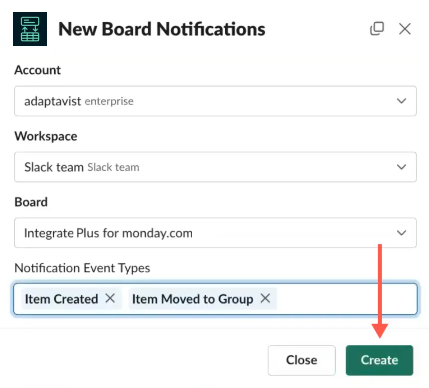 Create button