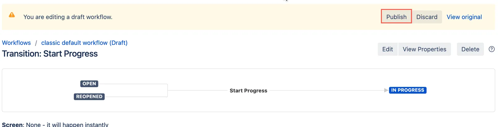 Workflow publish options dialog
