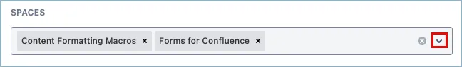Spaces field with dropdown list of available spaces