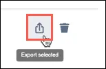 Export selected icon highlighted in the Responses view toolbar