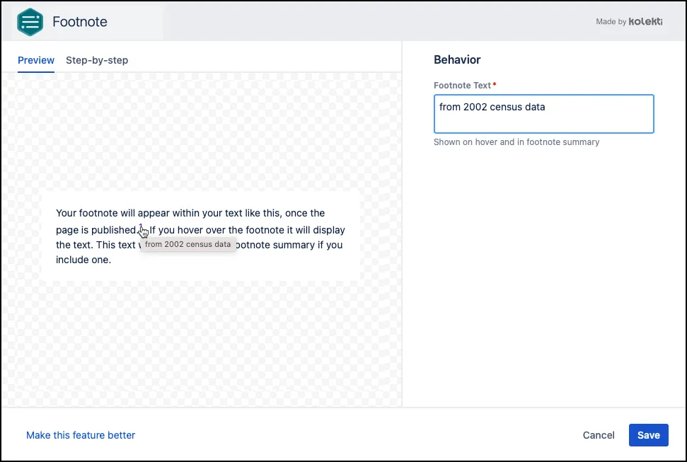 Footnote text sample, with page preview