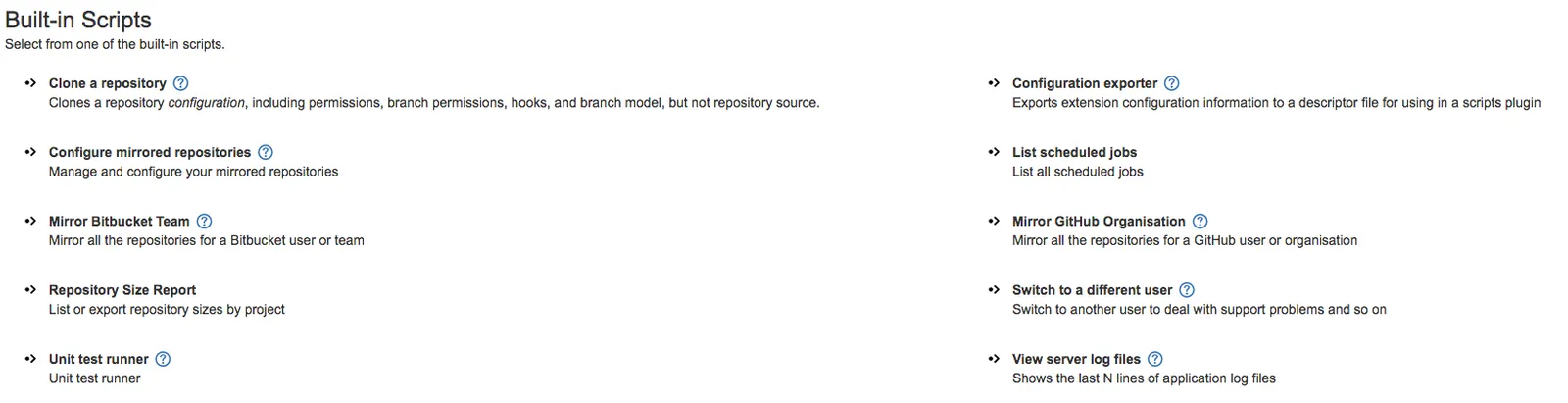 The Built-in Scripts page in the updated ScriptRunner UI