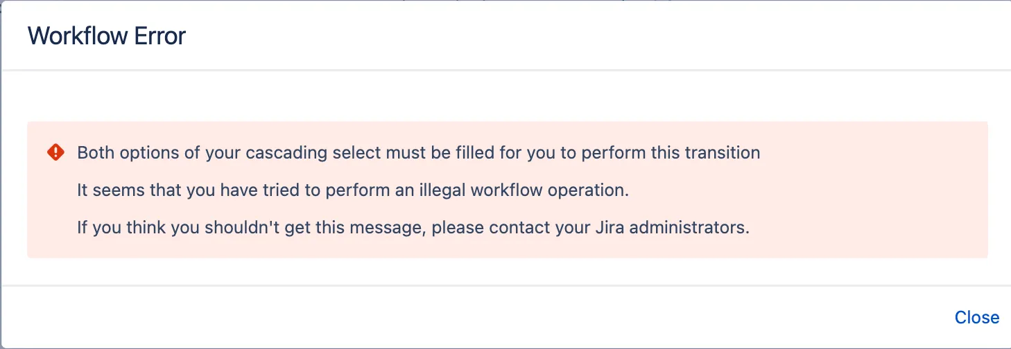 Validation error screenshot