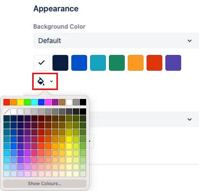 Custom background color picker for background macro.