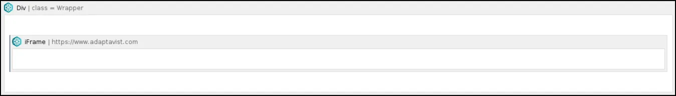 Confluence editor showing the iFrame macro nested inside the Div macro
