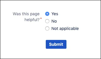Rendered feedback form where the page title is automatically populated using the Hidden Field macro value.