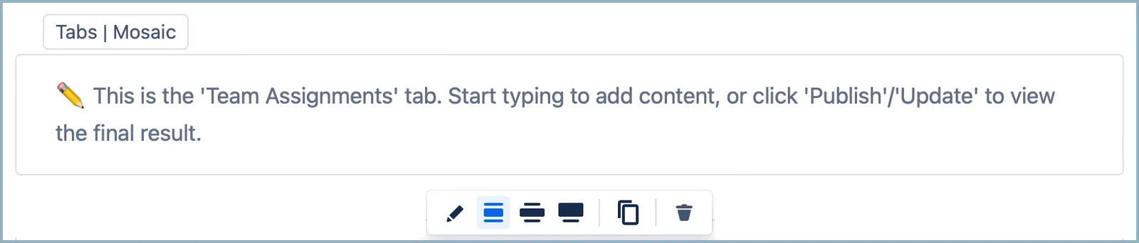 Confluence page editor showing a macro placeholder box on the page content area