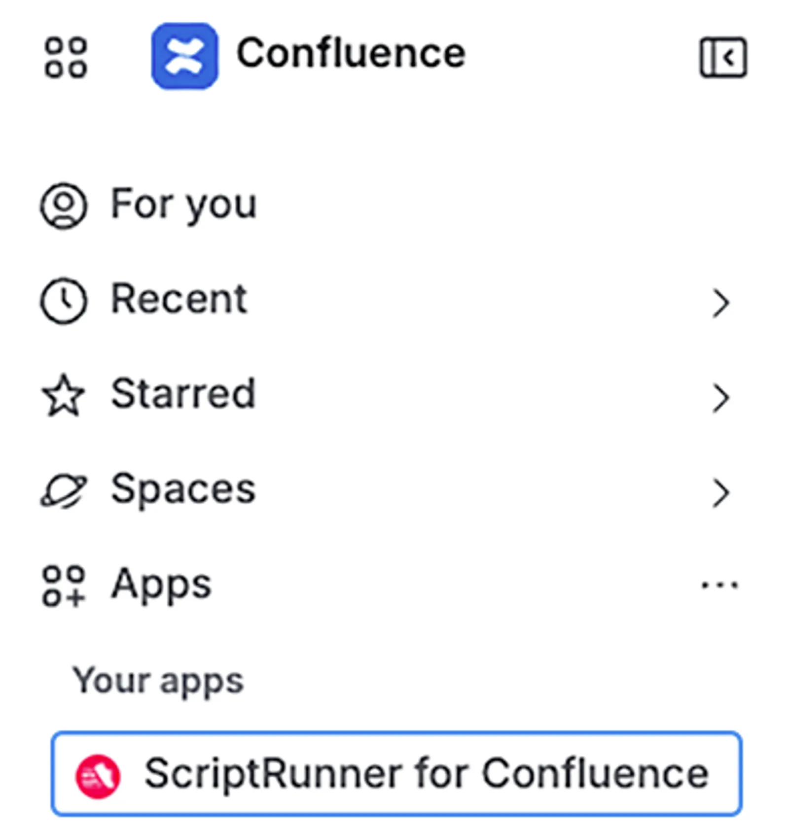 ScriptRunner for Confluence access shown in the Confluence Global Navigation sidebar.